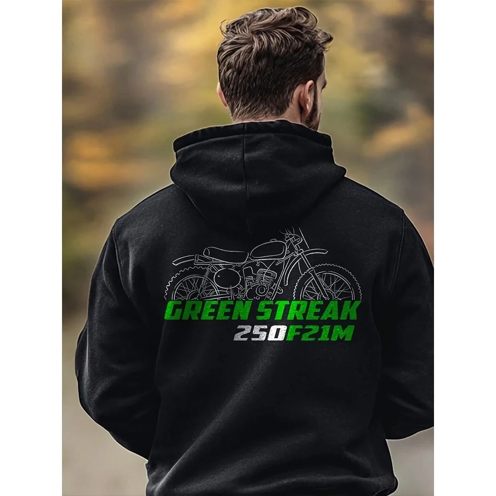 

Kawasaki 250 F21M Green Streak 1968 - 1970 Inspired Hoodie - Motorcycle Loose Sweatshirt For Riders Tracksuit Unisex Clothing