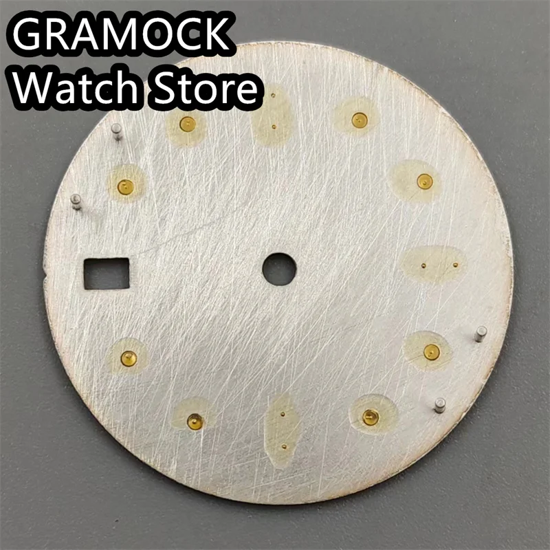 GRAMOCK 29mm NH34 Watch Dial GMT Four Hands Green Luminous Watch Dial for NH34 Movement Modified Dials Replacement Watch parts