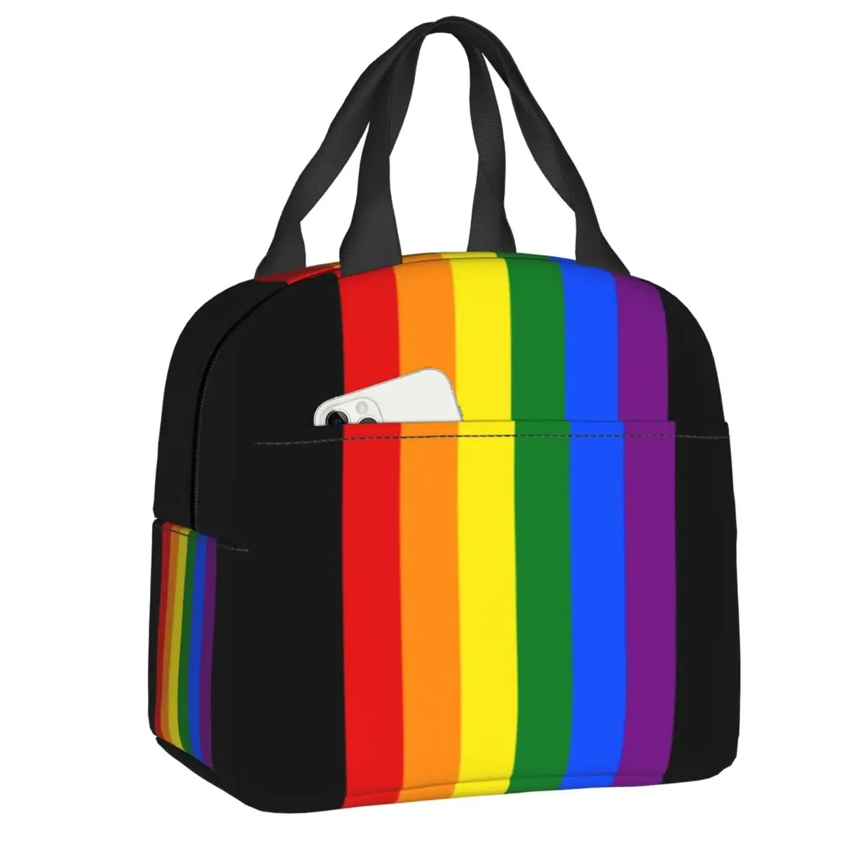 

Gay Pride Flag Stripe Resuable Lunch Boxes GLBT LGBT Rainbow Lesbian Cooler Thermal Food Insulated Lunch Bag Children Student