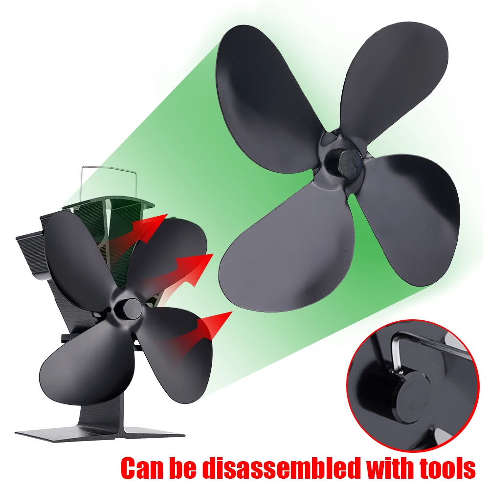 4-blade fireplace-specific fan blade aluminum alloy silent replacement parts  efficient Conventional fireplace fan accessories