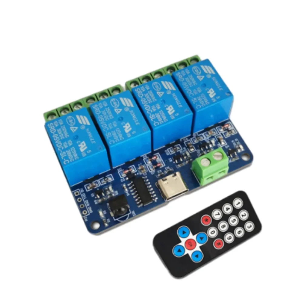5V Infrared Remote Control Wireless Relay Module Jog Self Locking Interlocking 4 Way Smart Relay for Garage Door