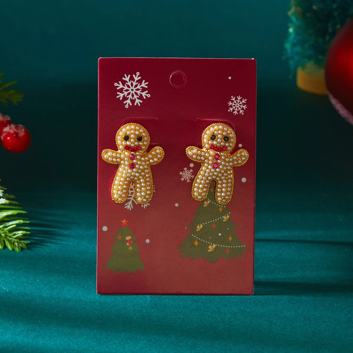 Weihnachten Ohrringe Voller Strass Imitation Perle Lebkuchen Cane Stud Ohrring Nette Party Urlaub Schmuck Geschenk Für Frauen Männer