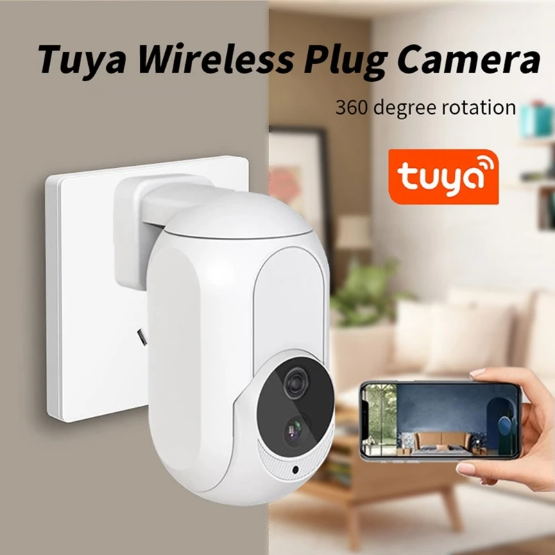 Tuya Wireless WIFI Camera 2MP IP Camera Night Vision Two Way Audio Portable Wifi Home Security Camera-EU Plug Durable