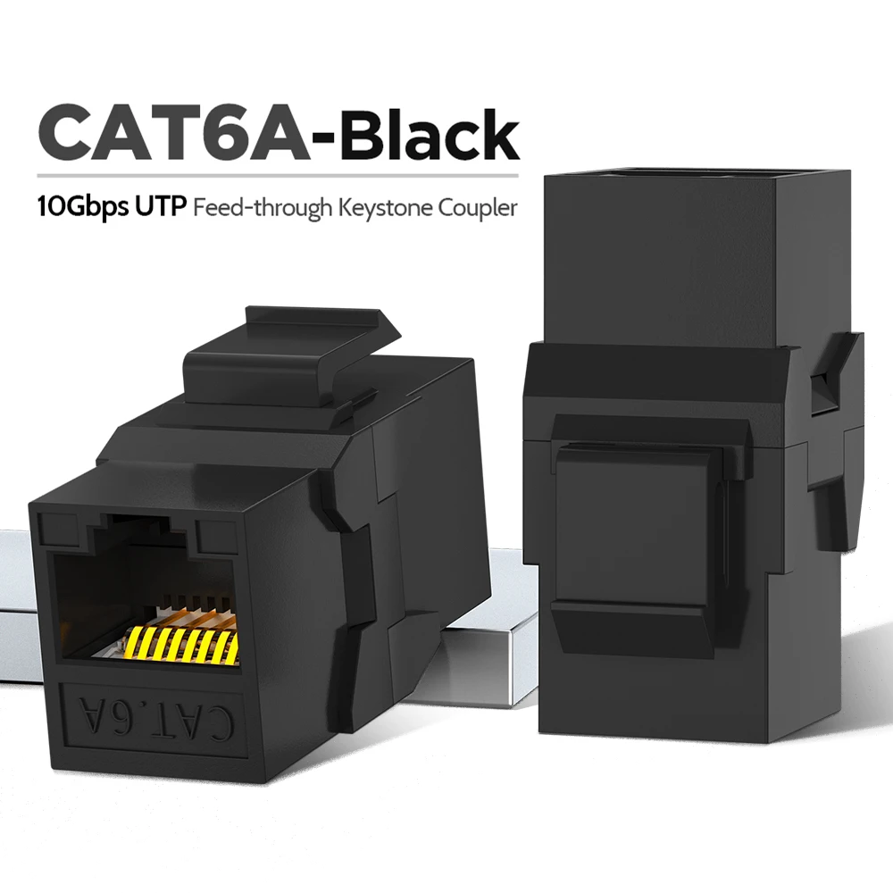 CAT6A RJ45 Inline-koppeling Keystone-aansluiting, AMPCOM RJ45 Cat6 CAT5E Rechte Keystone-module Extender Adapterkoppelingen