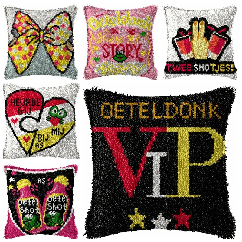 New Netherland Carnival Latch Hook Kit Knot Pillow Package Oeteldonk Embroidery Latch Hook Kit Cushion Pillowcase Home Decorate