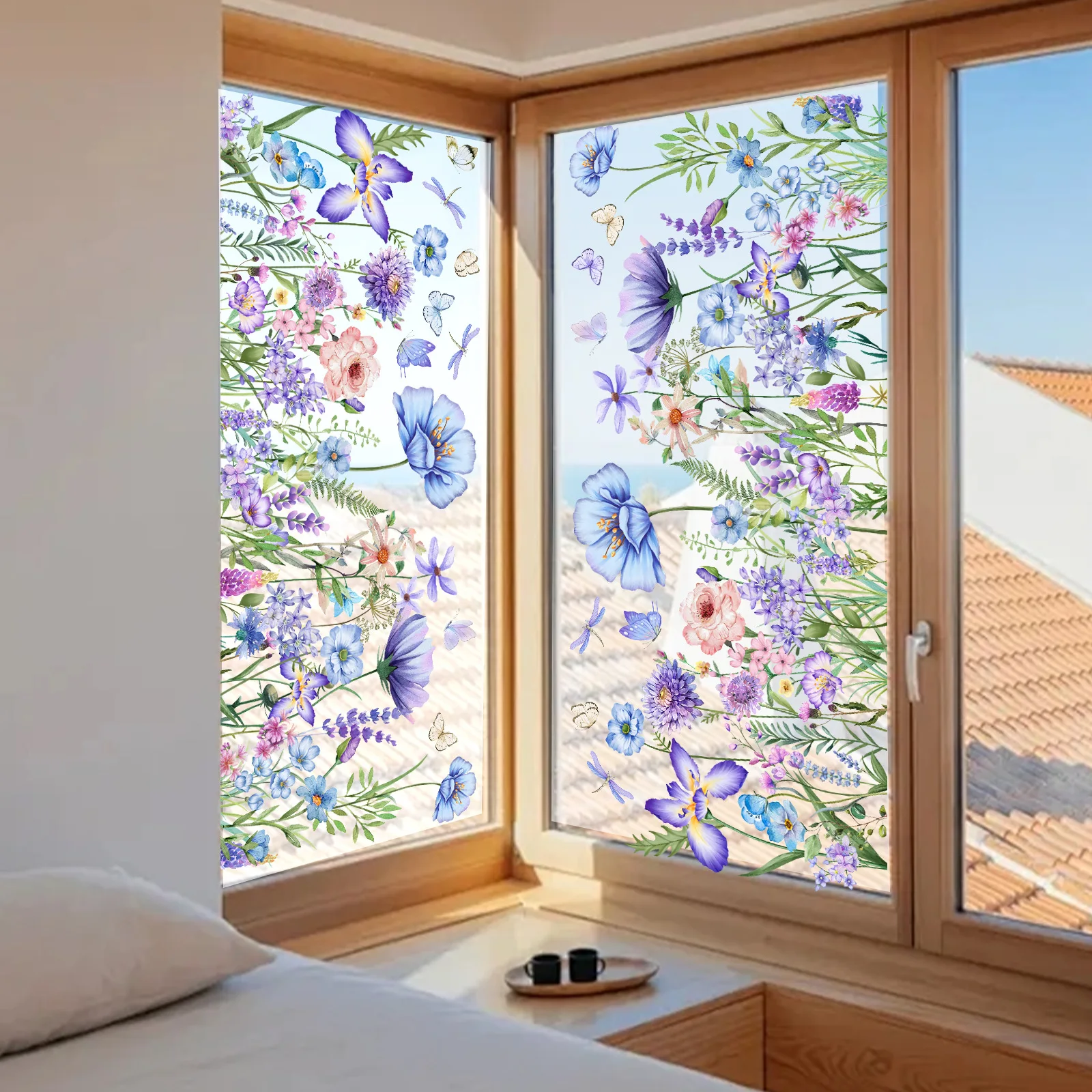 Wildflower Window Clings Compatible with Clear Glass Surfaces for Temporary For Home and Business Interior Styling