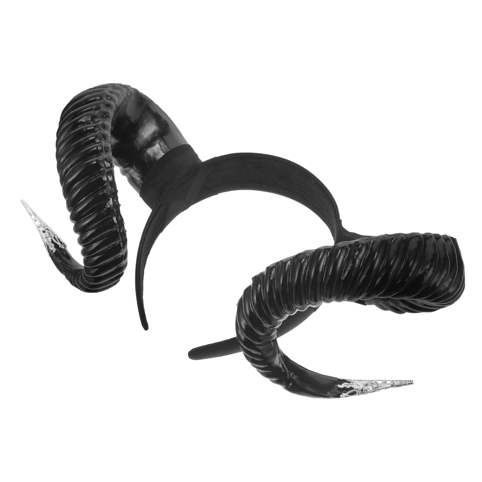 

Sheep Horns Headband Claw Hair Hoop Halloween Cosplay Party Adult Costume Buffalo Ears Women Headdress Black Silver Decor Prop