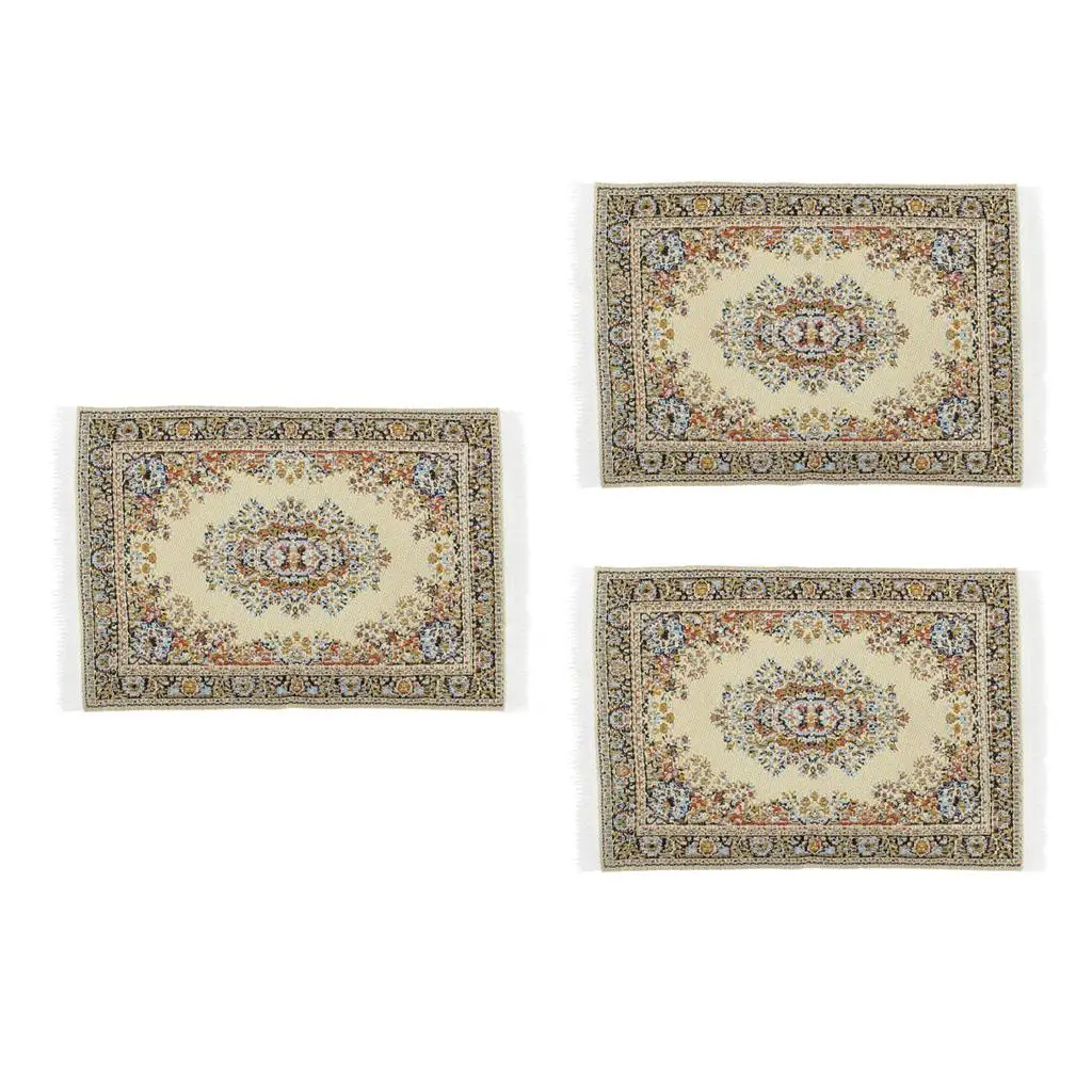 3 pcs 1:12 Style Flooring Rug Carpet Mat Dollhouse Furniture