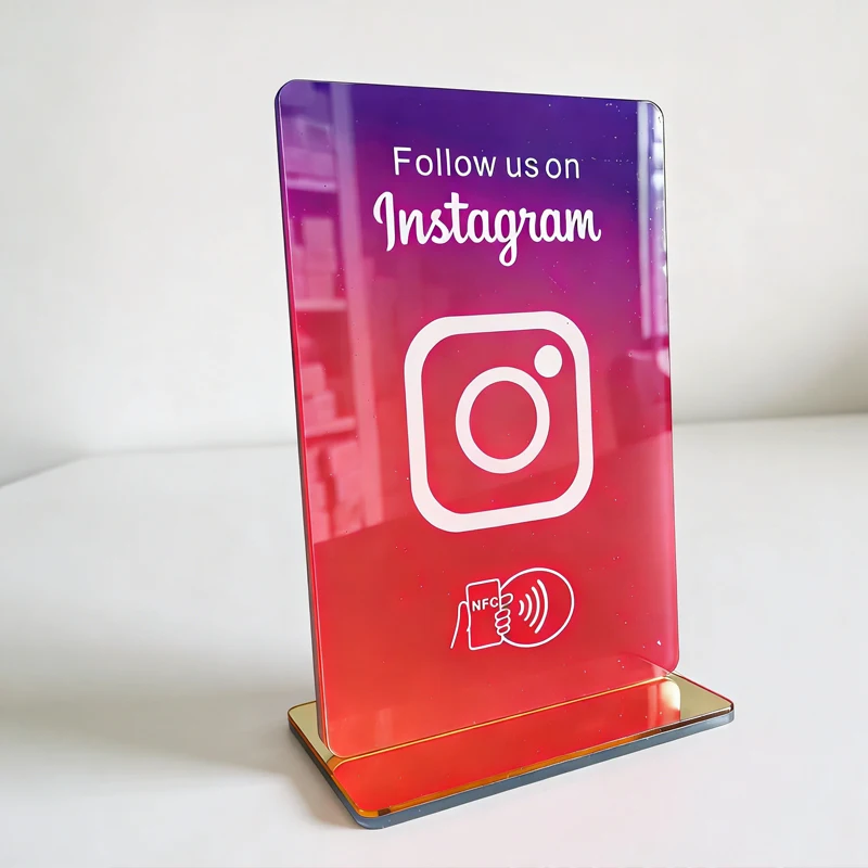 

Acrylic NFC Smart Card Instagram Google Review WhatsApp Display Stand Programmable RFID Contactless NFC Stand Access Control