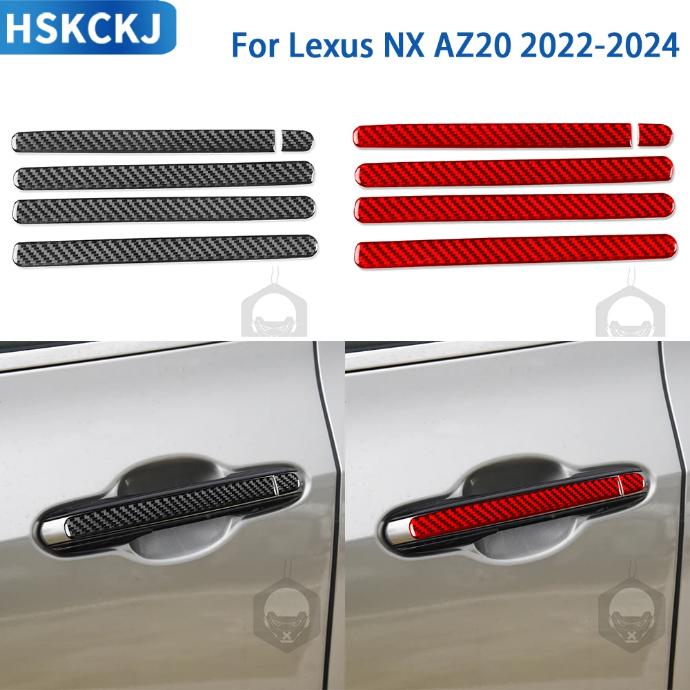 

For Lexus NX AZ20 2022-2024 Accessories Real Soft Carbon Fiber Car Outer Door Handle Panel Cover Trim Sticker