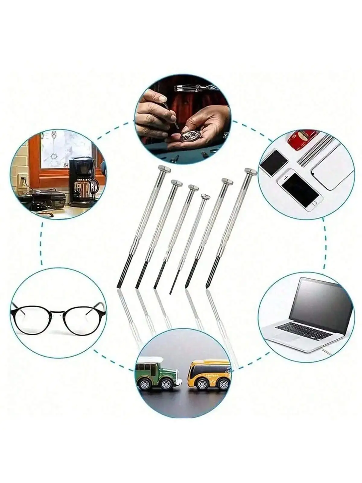 6pcs Screwdriver Set, Eyewear Accessories, Precision Repair Tool Kit, with 6 Different Sized Flat view 4