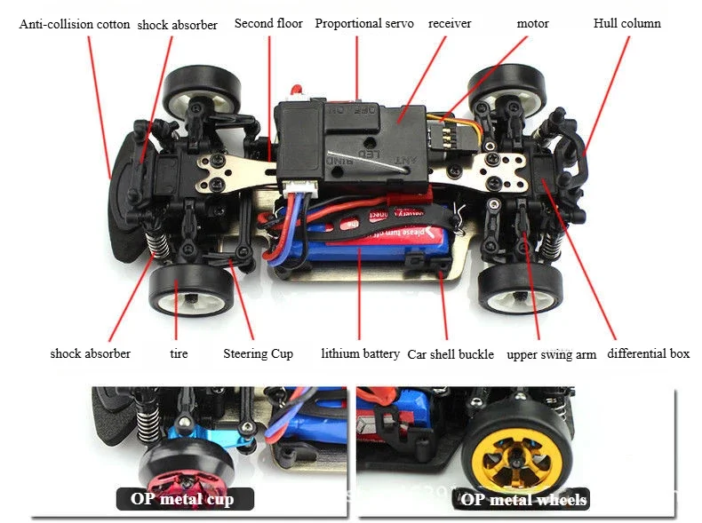 1/28 High Speed RC Drift Car Adult Boys Electric RC Race Car Long Distance RC Large Capacity Battery Explosion-proof PVC Case