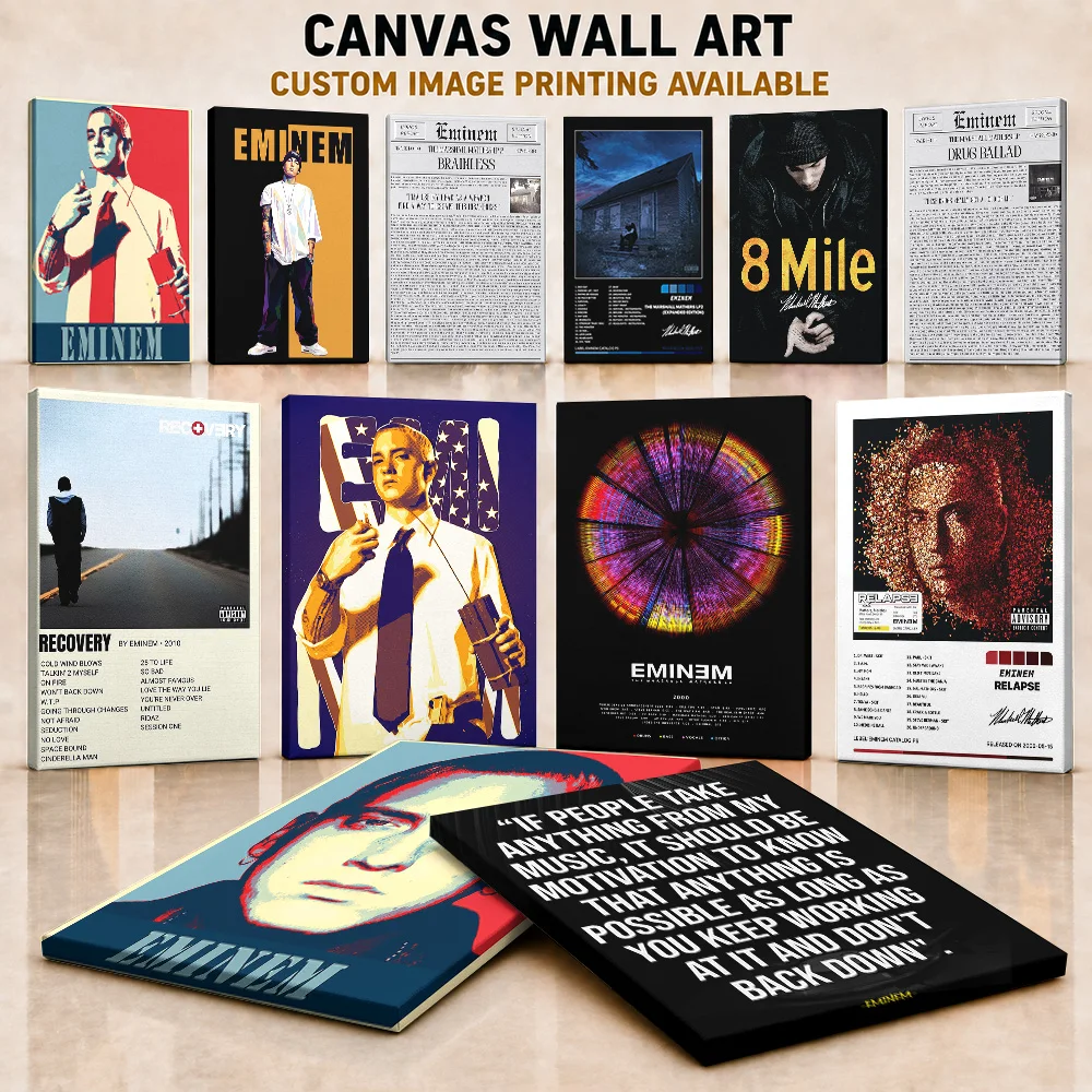 Eminem Canvas Poster Personalized Photo Urban Hip Hop Portrait Style Wall Paintings Decoration For Bedroom Studio Rap Fan Gift
