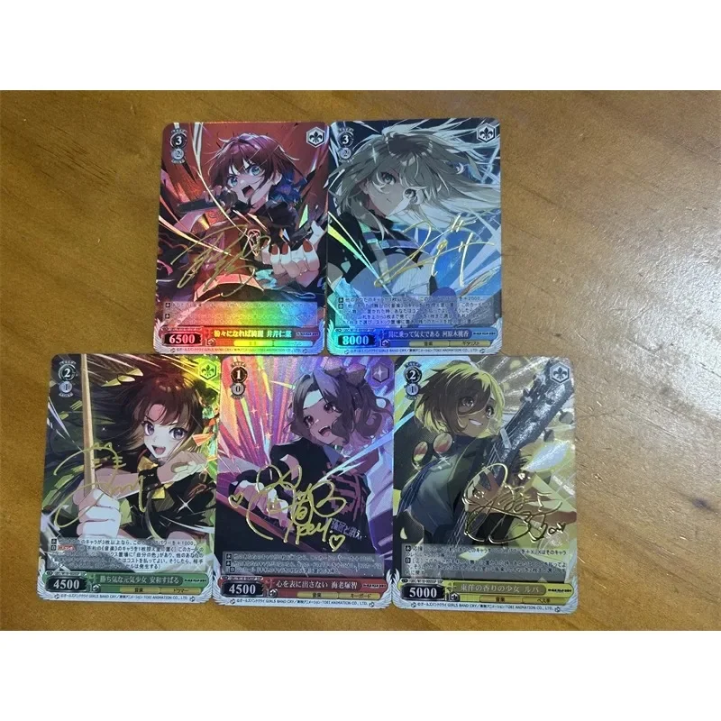 5pcs/set GIRLS BAND CRY NINA ISERI MOMOKA KAWARAGI Self Made Refraction Flash Card Anime Classics Game Collection Cards Toy