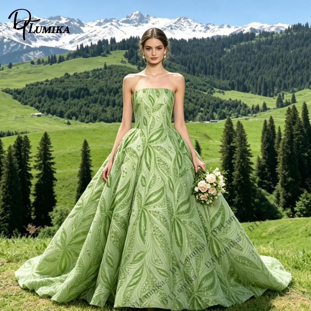 

DTLumika Exquisite Prom Dress for Women Strapless Long Evening Dresses Beading Quinceanera Dress Sweet 15 16 Princess Gown