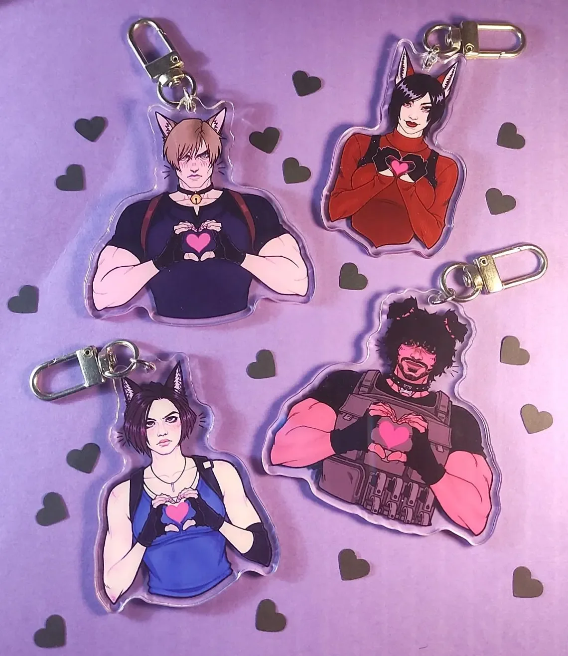 Resident Evil Clear Acrylic Keychains Set - Ada Leon Carlos Jill DBD Dead by Daylight Survivor Charms for Gaming Fans