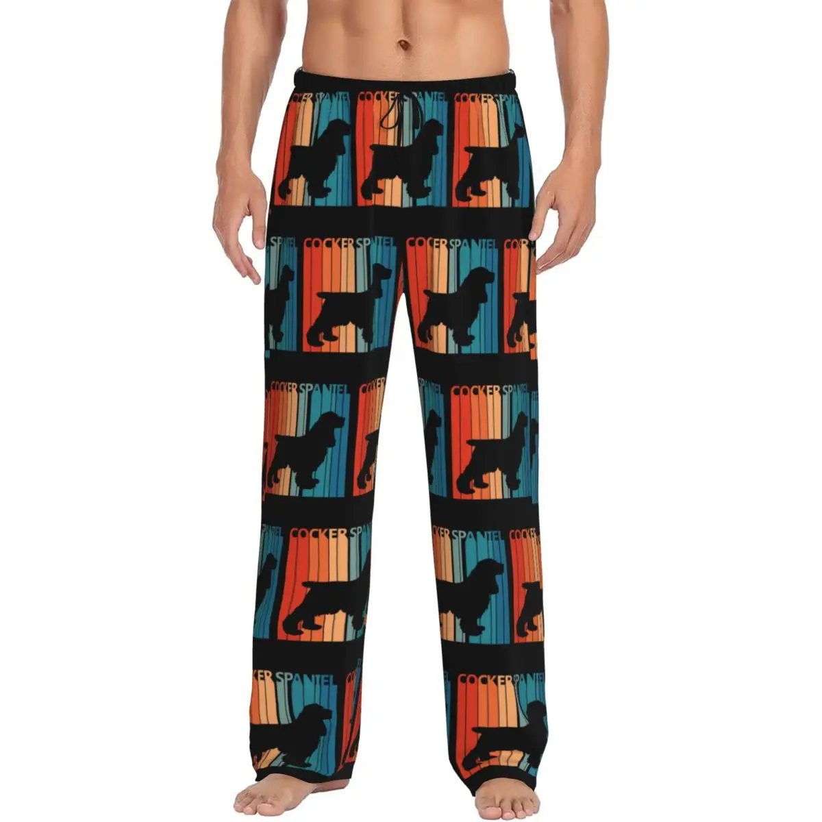 Custom Vintage Cocker Spaniel Owner Gift Pajama Pants Men Sleepwear Sleep Lounge Bottoms with Pockets