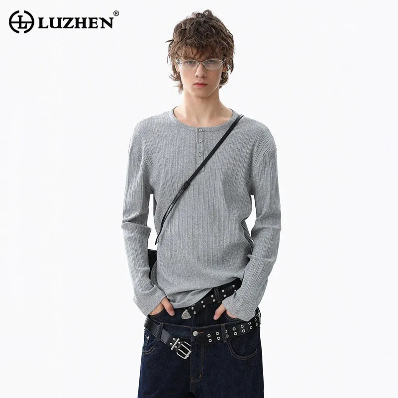 

LUZHEN 2025 Winter New Solid Color High Quality Knitted Pullover Men's Fashion Elegant Handsome Slim Casual Male Sweater JY5436