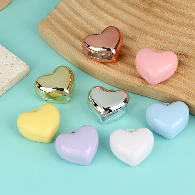 Aluminum Pan Key Chain Lipstick Case Packaging And Heart Shape Mini Empty Blush Powder Box Eye Shadow Container With Mirror 1Pcs
