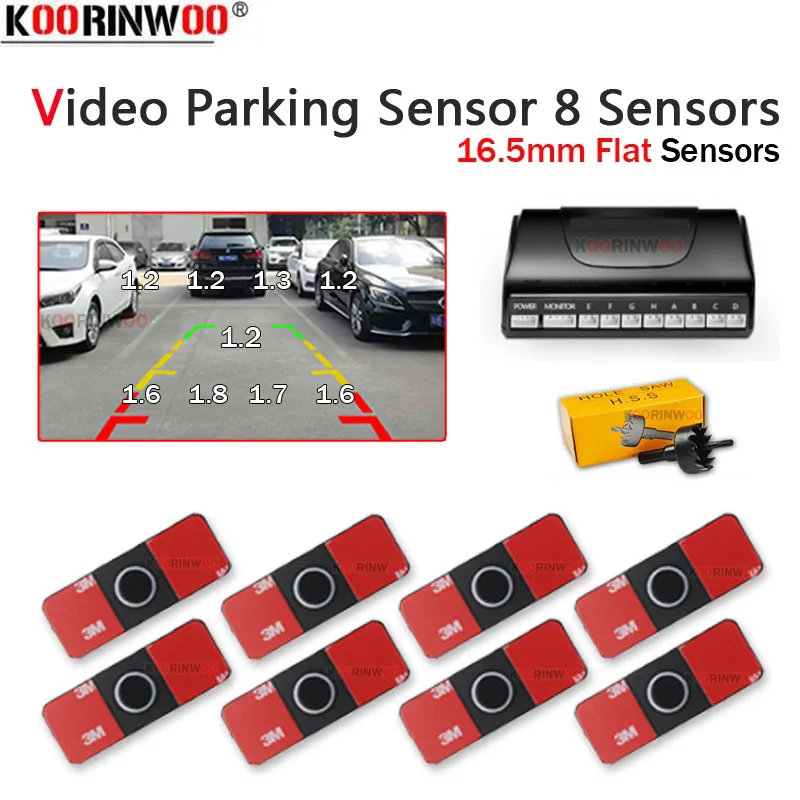 

Koorinwoo Car Parking Sensors 8 Radars Original 16.5mm Video Parking System Alarm Parking Assistance Car Accessories Parktronic