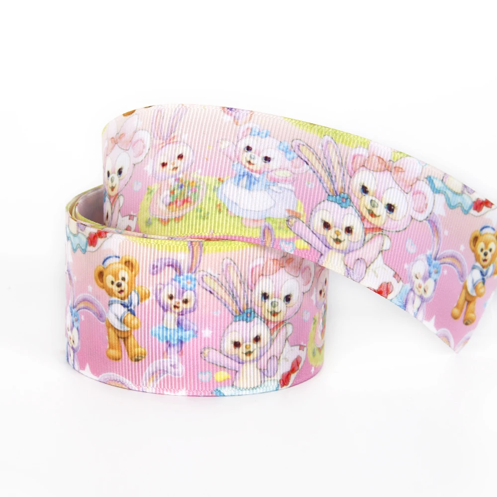 Disney 5Yards Multi Size Duffy Bear Stellaroo Linabell Grosgrain Ribbon For Hairbows DIY Craft Supplies Cartoon Ribbons