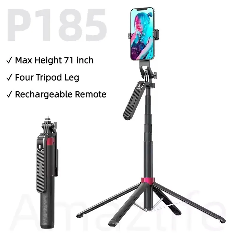 

Aluminum alloy four leg tripod P185 selfie stick for smartphone or camera high quality 71 inches