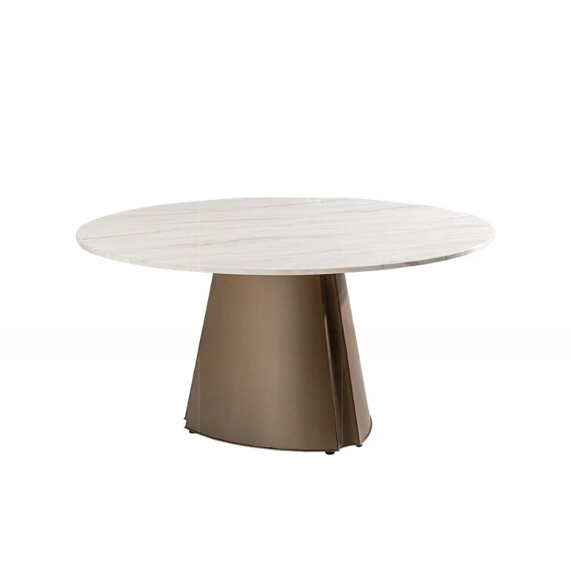 

Light luxury marble round dining table household small apartment dining retro round modern simple round dining