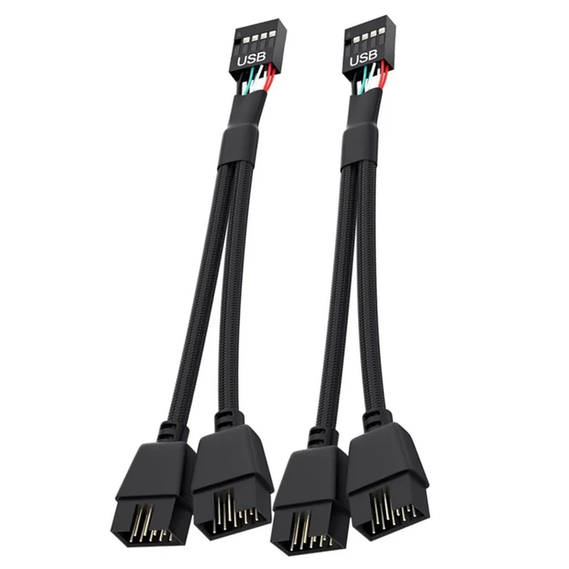 

ABT-4Pcs Компьютерная материнская плата USB 2.0 9-контактный двойной 9-контактный удлинительный кабель Y-разветвитель аудио HD удлинительный кабель черный