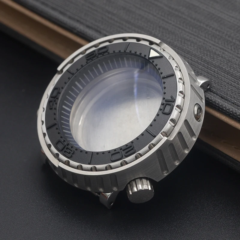 Корпус из консервины тунца, 47 мм, корпус для часов NH35, подходит для механизма NH35 NH36 7S26 4R, прозрачная задняя крышка, корпус из сапфирового стекла