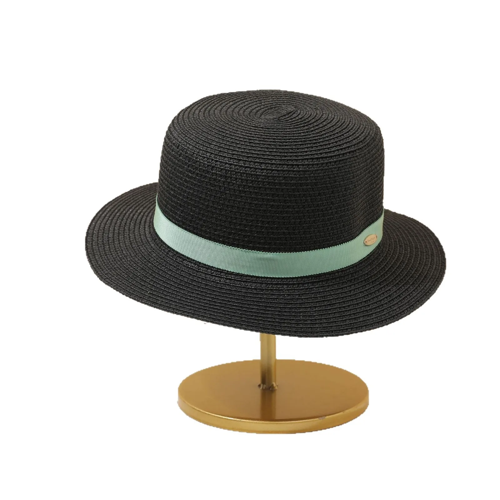 Straw Hat Women's Spring, Summer And Autumn Travel Sunscreen Adjustable Easiest For Matchfrenchcasualretro Flat Top Small Hat