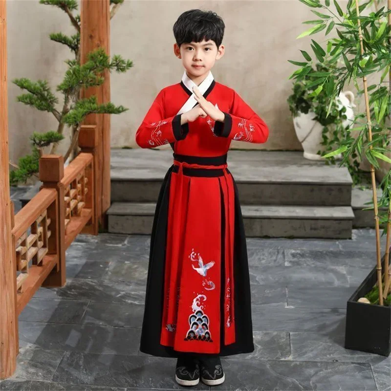 Hanfu 원피스 고대 중국 코스튬, 어린이 의류, 민속 무용 공연, 크리스마스 전통 드레스, 소년 소녀