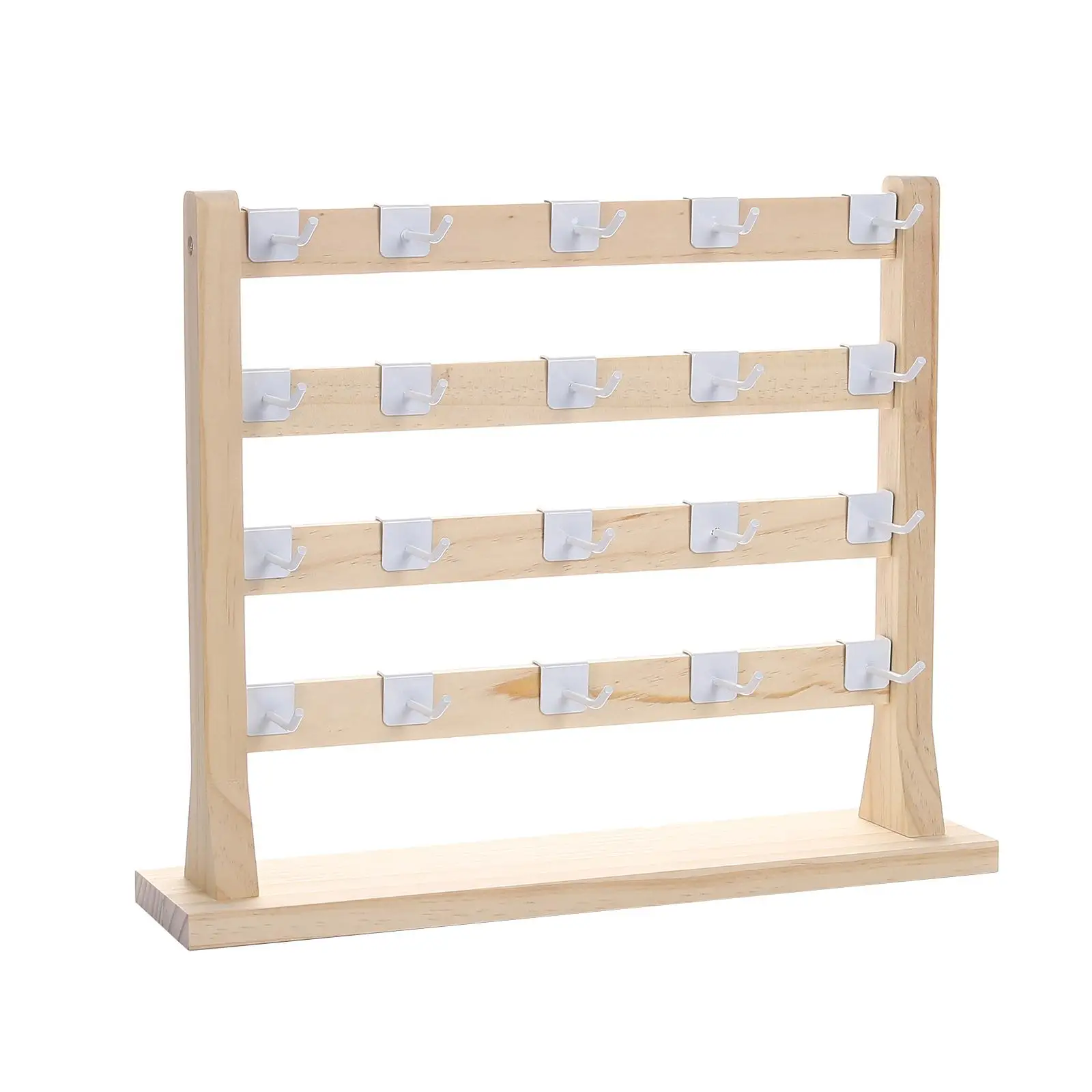 Earring Jewelry Stand Wooden White Hangers Display Earrings Holder 4 Tier