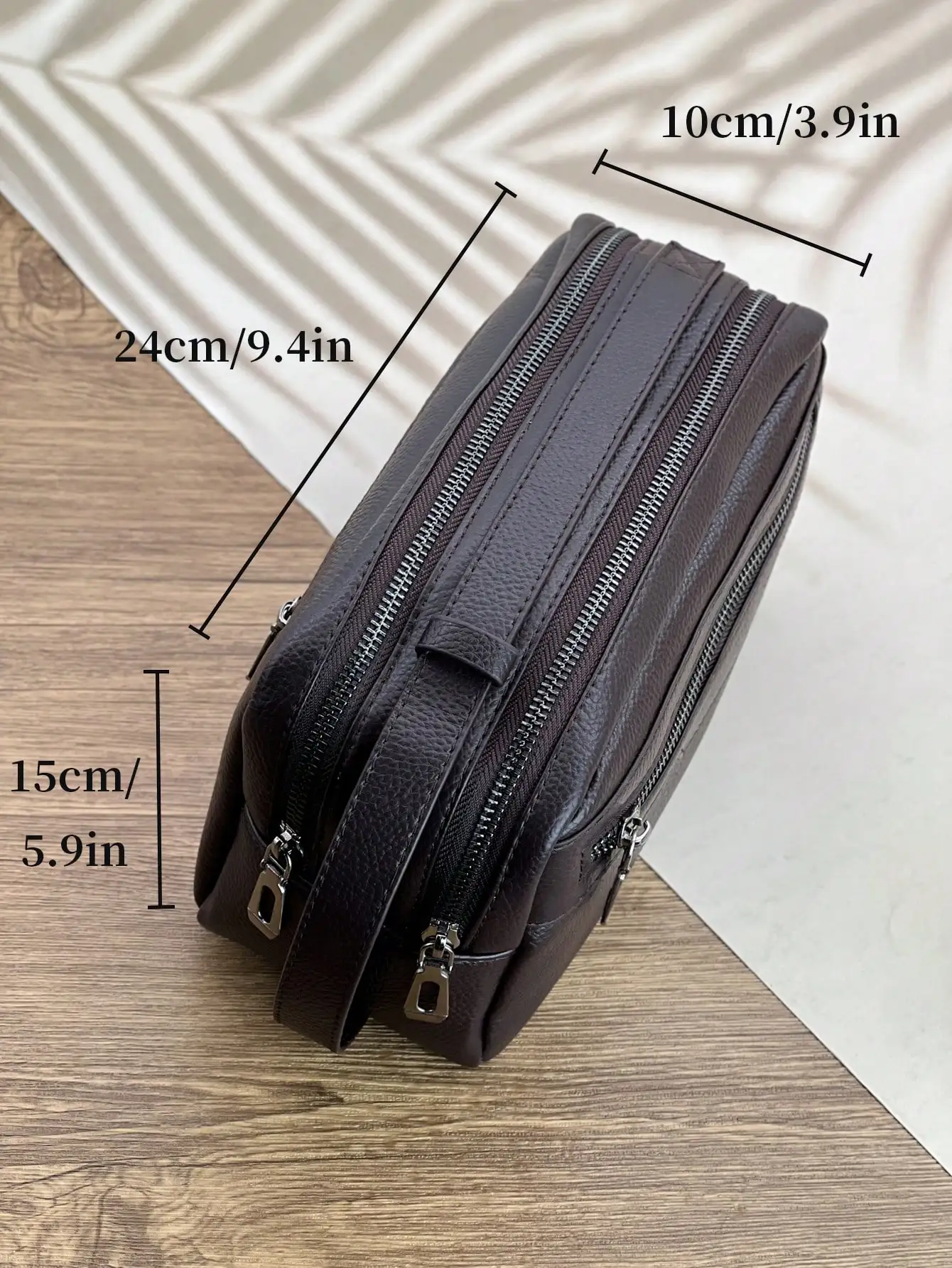 Minimalist Fashion Retro Clutch Business Office Large Capacity Double Zipper Multi Compartment Wristlet Bag