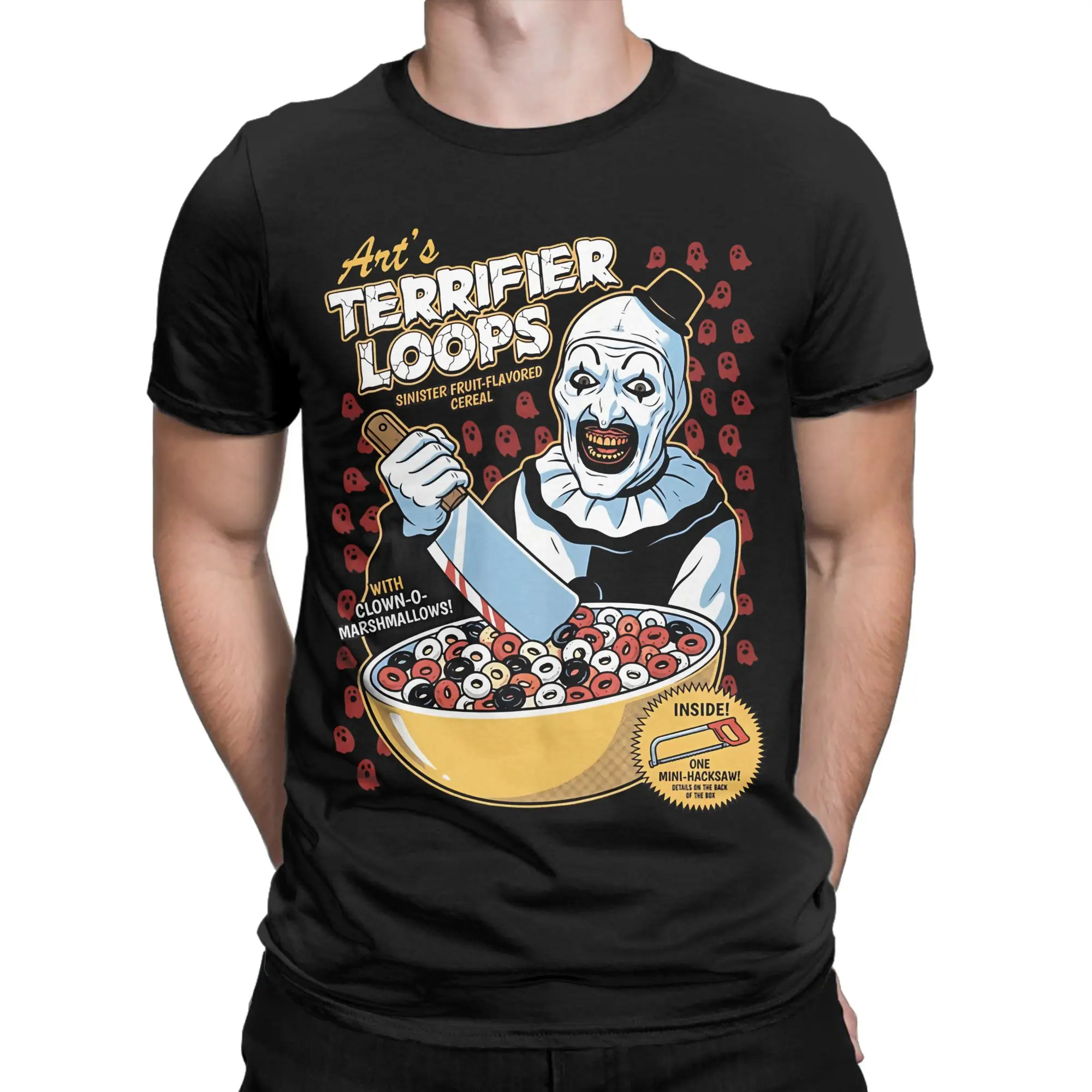 Men T-Shirts Terrifier Loops Sinister Fruit-Flavored Cereal Horror Funny Cotton Tees Short Sleeve  T Shirts O Neck Tops Printing