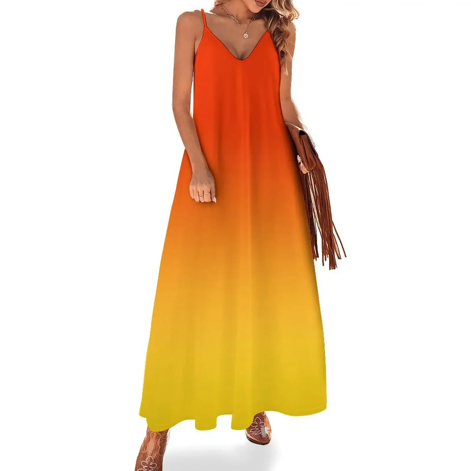 

OMBRE GRADIENT ORANGE RED AND YELLOW ONE OF 100 CHIC OMBRE 2 TONE DESIGNS ON OZCUSHIONS Sleeveless Dress women dress Dress