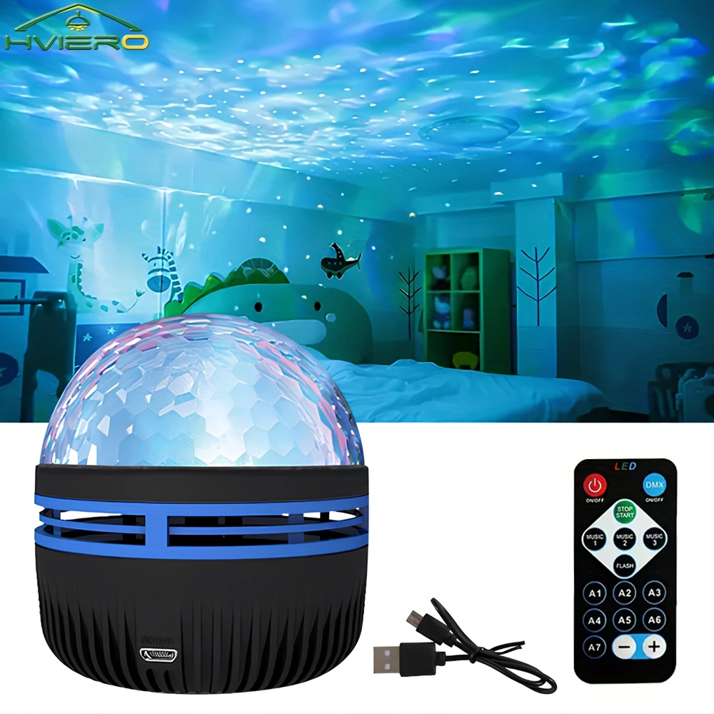 

LED Night Lights Galaxy Projector Remote Control 5V USB Rechargeable Starry Sky Lamp Sound Active 7 Modes Kids Room Decor Bulbs