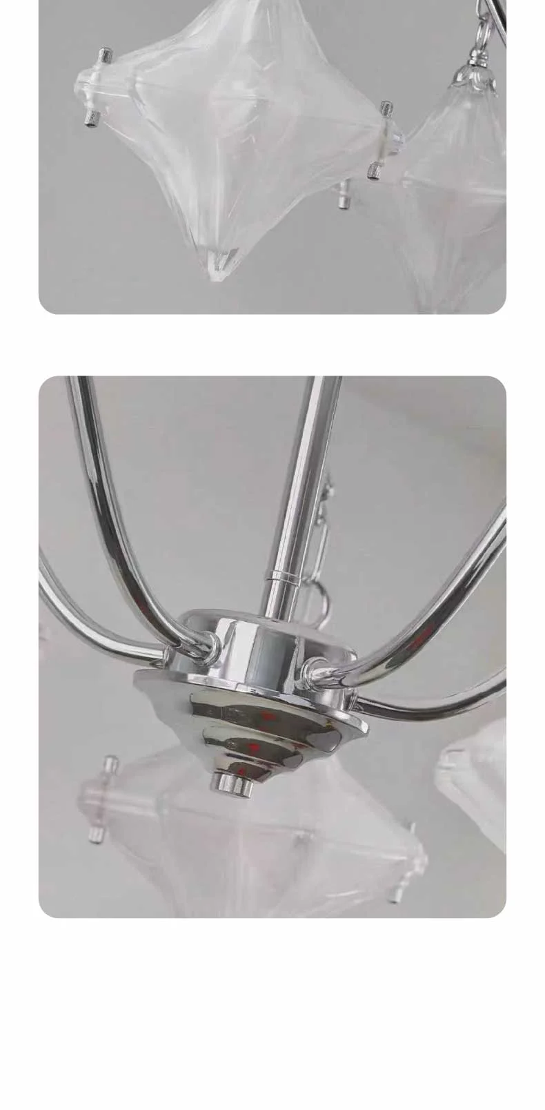 Glass Star E14 Chandelier French Chrome Iron