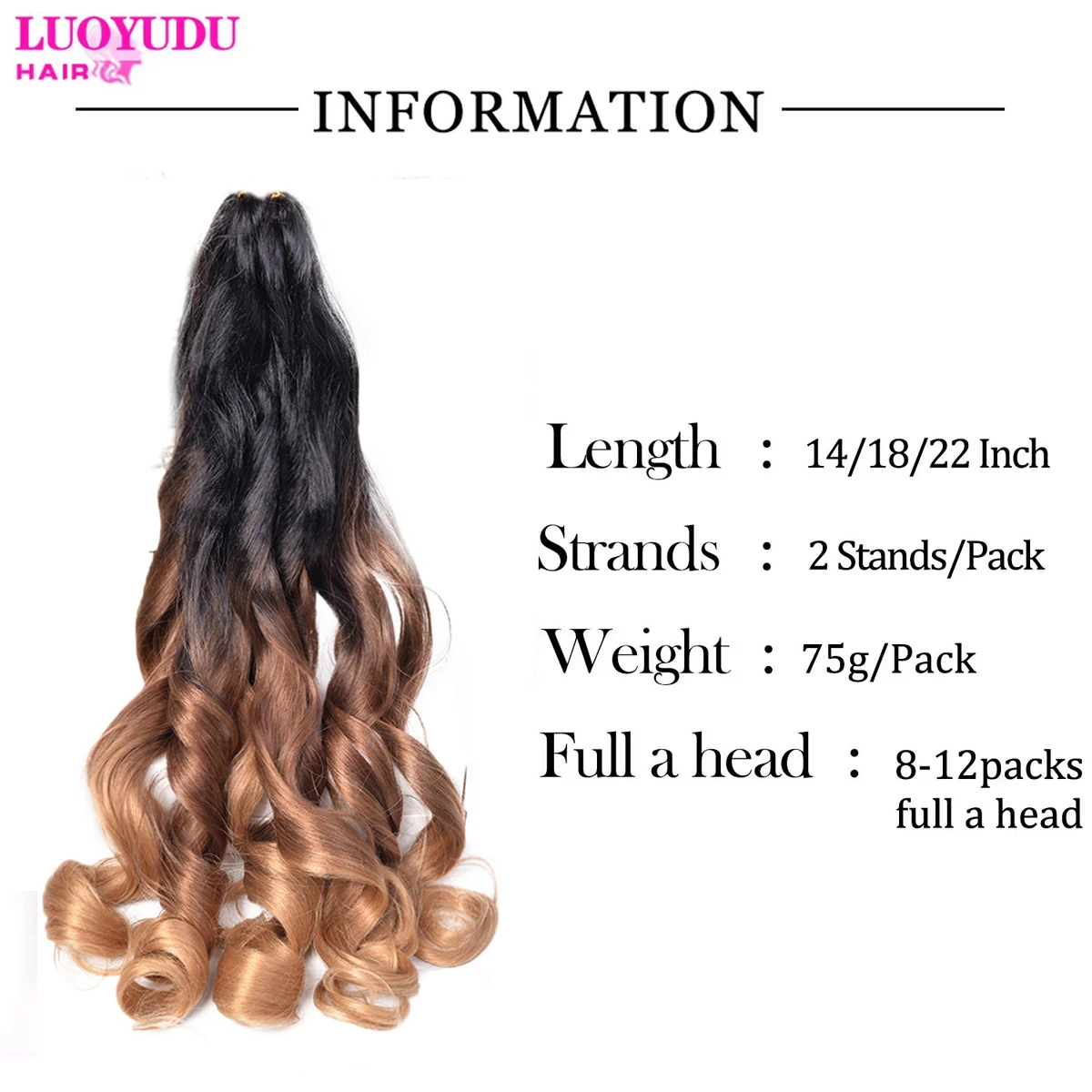 Synthetic Loose Wave Braiding Hair Extensions Spiral Curls Crochet Hair Pre Stretched French Curls Ombre Braids Hair For Women