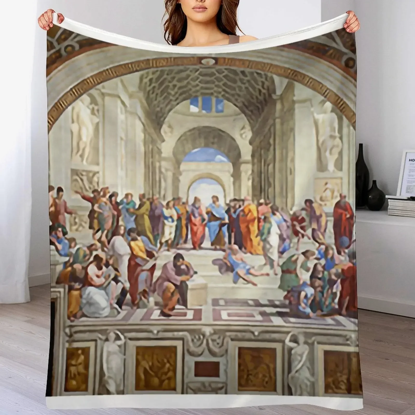 40. Raphael's The School of Athens (1511) famous painting Throw Blanket Flannels Beautifuls Blankets For Bed Blankets