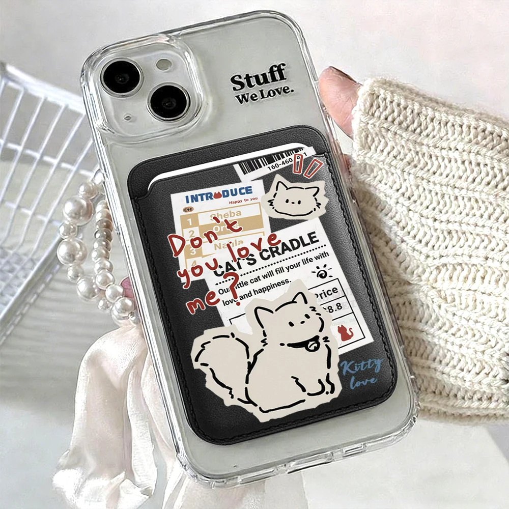 Kitty Love Leder-Kartenetui Handyhülle Kartenhalter für Magnetische Hülle Geeignet für alle iPhones für Magsafe Karten-Handy-Rückentasche – Detail 13