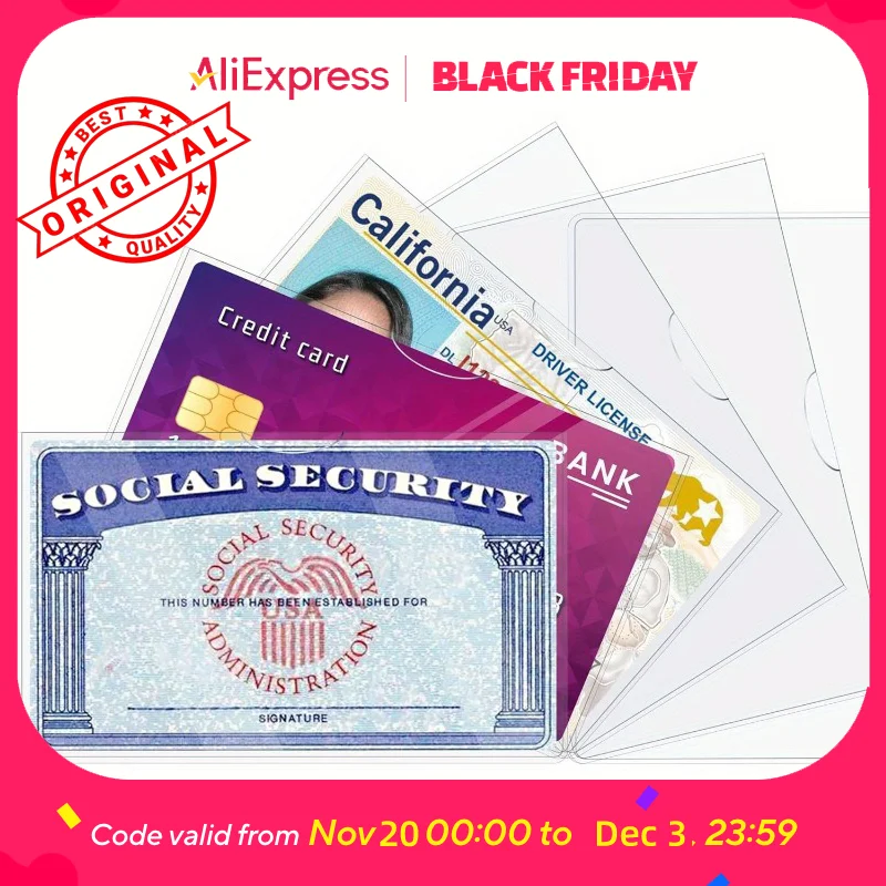 Tarjeteros de seguridad social de 10 piezas: PVC duradero, resistente a los arañazos, fácil de transportar para uso diario