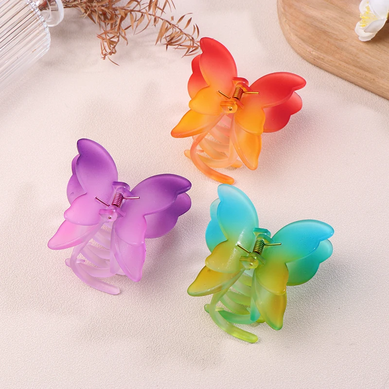 Hair Claw Butterfly Hairpin Clips Gradient Tie-Dye Colored Hair Styling Tools Barrettes Women Girls Hair Accessories