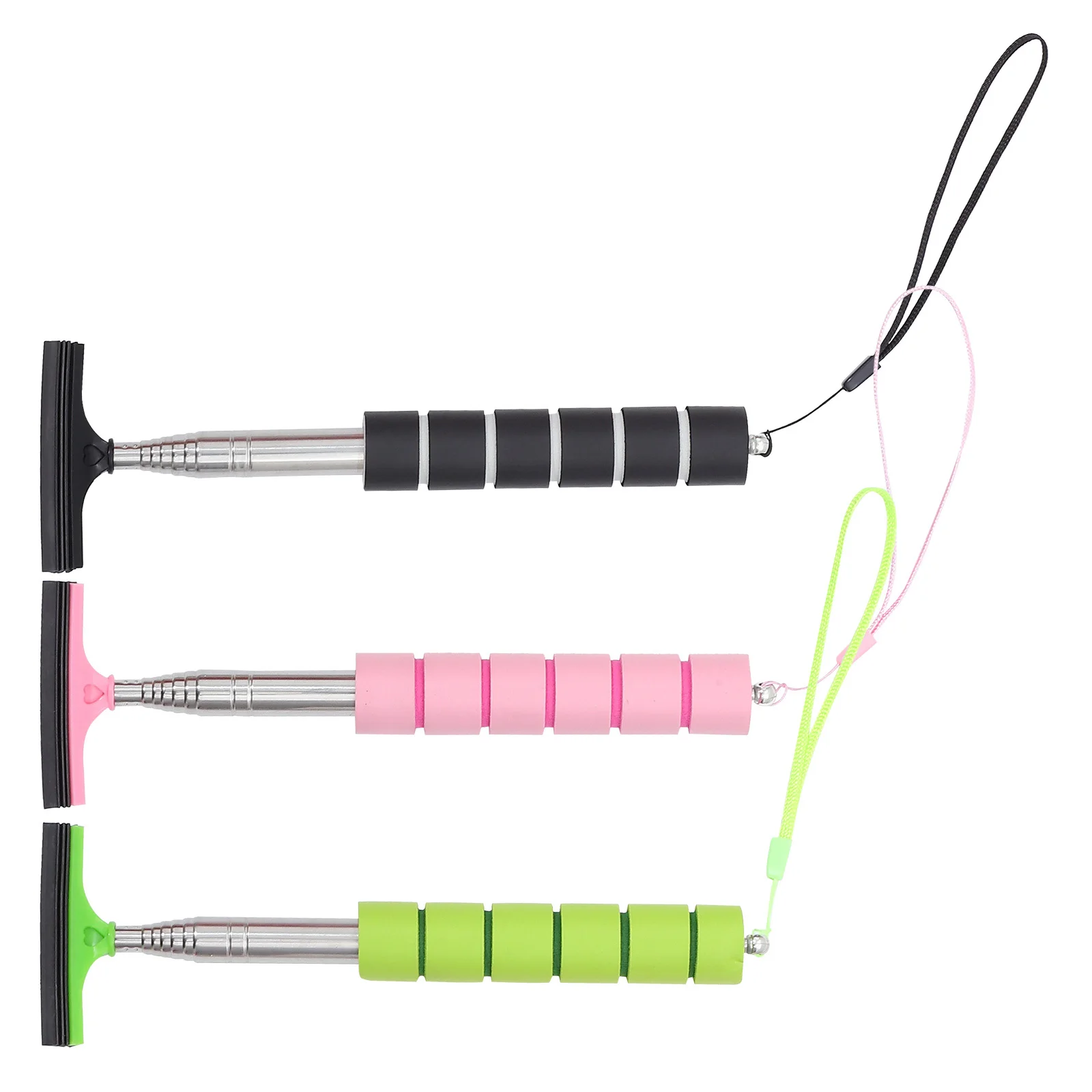 

3Pcs Car Mirror Squeegee Retractable Stainless Steel Side Mirror Cleaner Flexible Handle Water Removal Tool Lightweight Easy