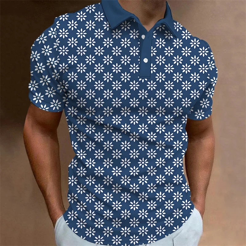 Fashion Mens Polo Shirt Short Sleeve Anchor Patter Mens Designer Clothes Causal Short Sleeve Button Lapel Polo T-shirts Apparel view 3