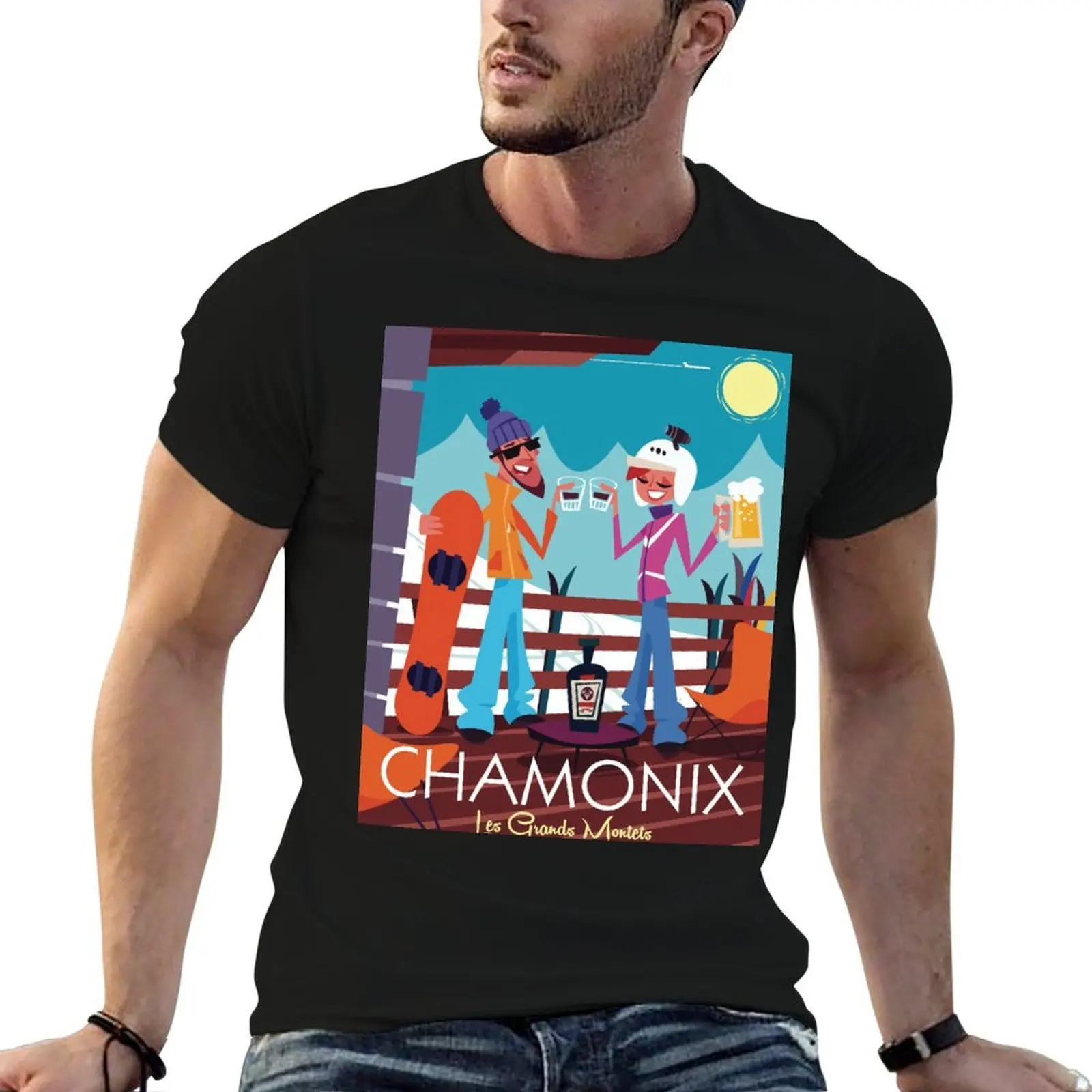 Camiseta gráfica 100% Camiseta de algodón hombre Grands Les Chamonix Montets camisas de algodón cartel camiseta hombre