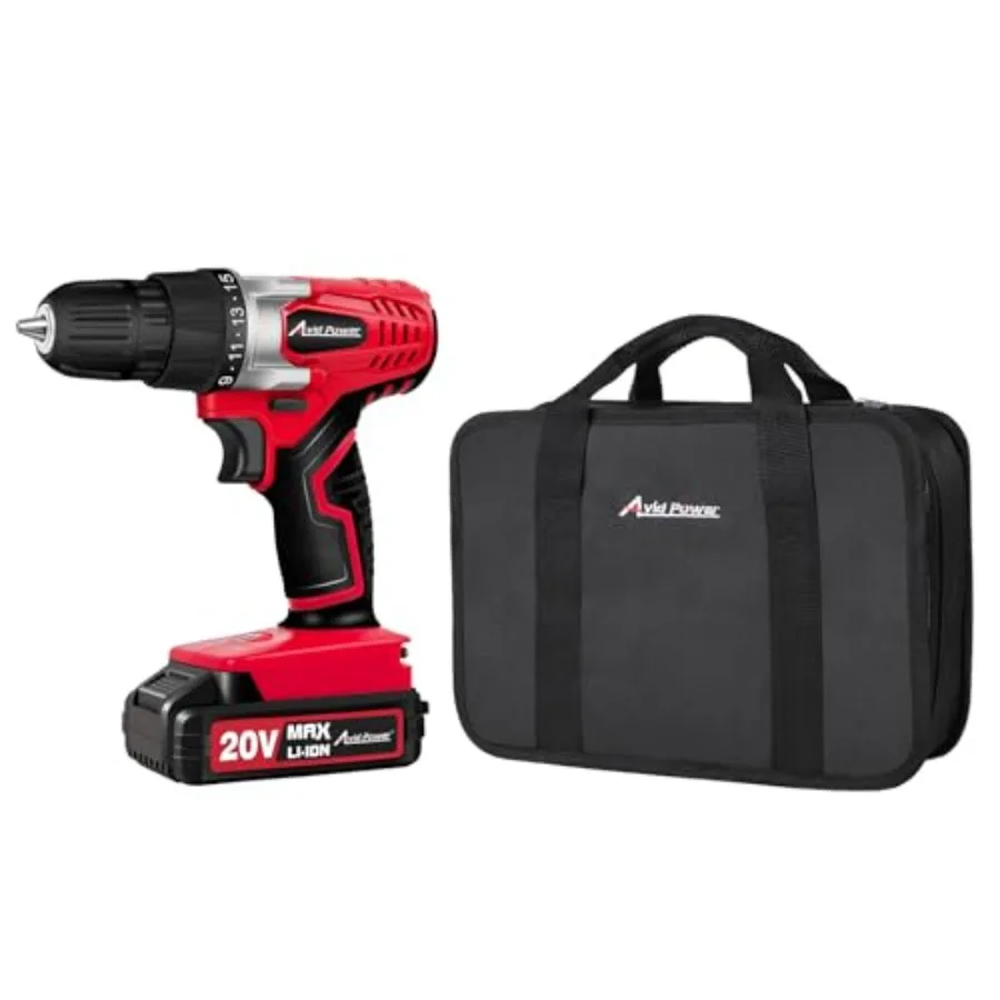 

POWER 20V MAX Lithium lon Cordless Drill Set with Battery and Charger 3/8-Inch Keyless Chuck 16 Position 22pcs Drill Bits