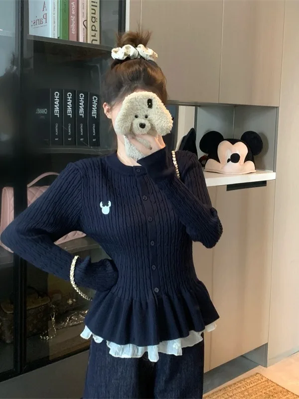 

plus Size Women's Sweet Ballet Sle Knitted Twist Sweater Autumn New Waist-Cinching Design Ele Top Trendy Korean Sle