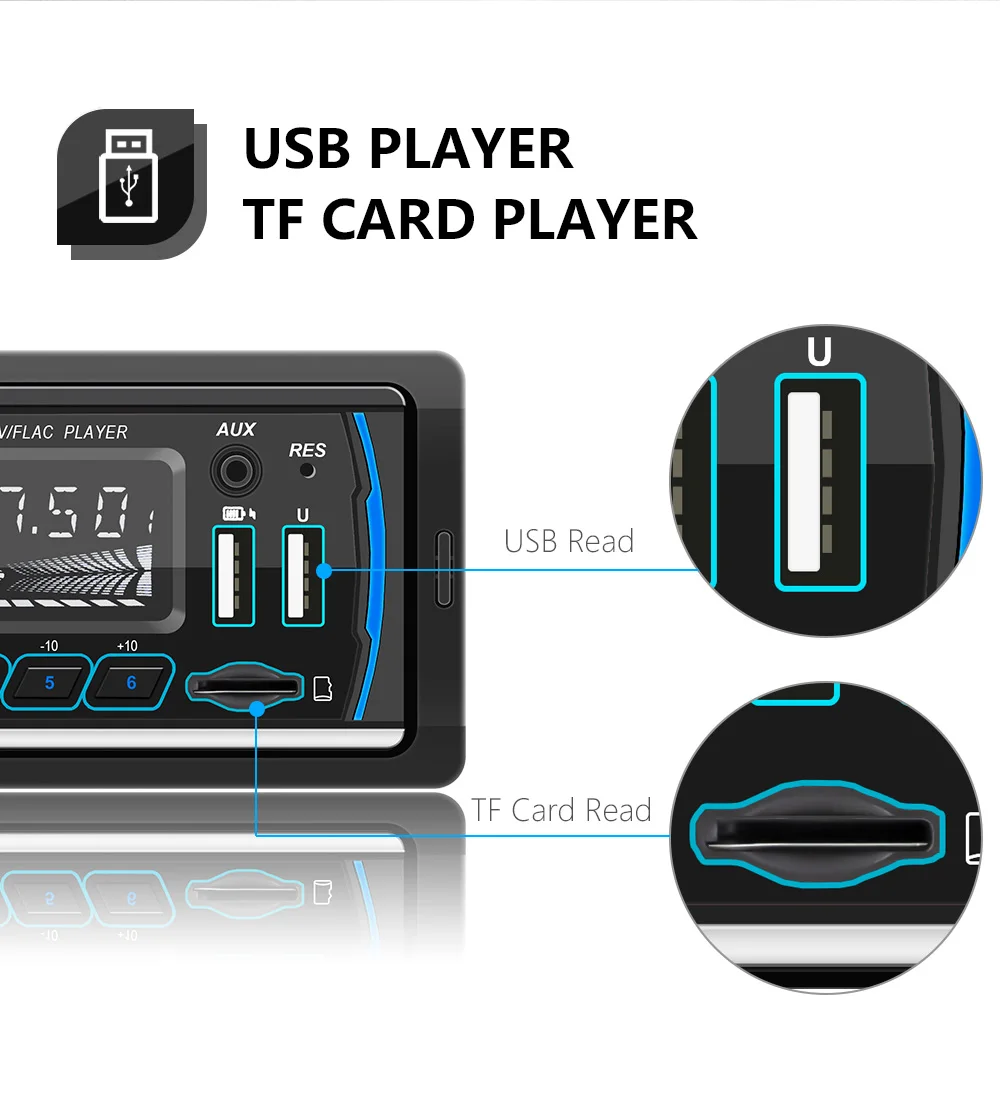 ESSGOO وحدة رأس ستيريو للسيارة مع DAB + مدمج AM FM RDS USB AUX-in SD بلوتوث واحد 1 DIN مشغل MP3 عن بعد #5