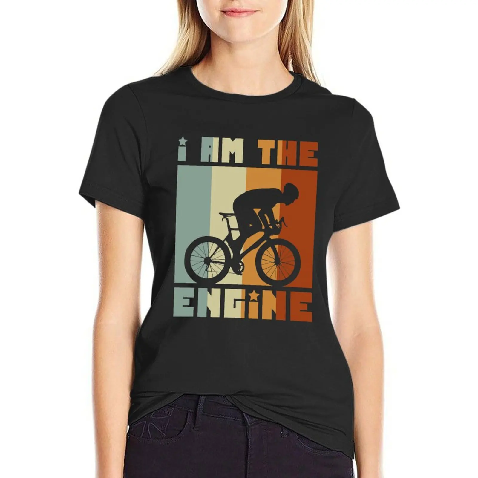 I Am The Engine Cool Cycling Bicycle Riding Retro Slogan T-Shirt animal print graphics vintage t shirts for Women