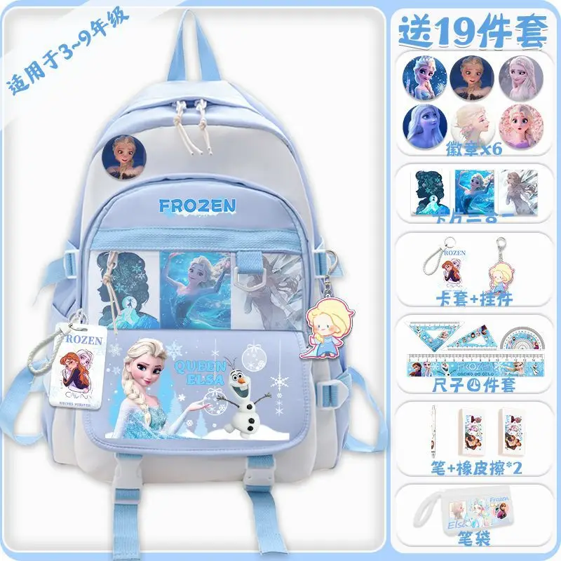 Disney New Princess Elsa Student Schoolbag Large Capacity Casual and Lightweight Shoulder Pad Waterproof Backpack